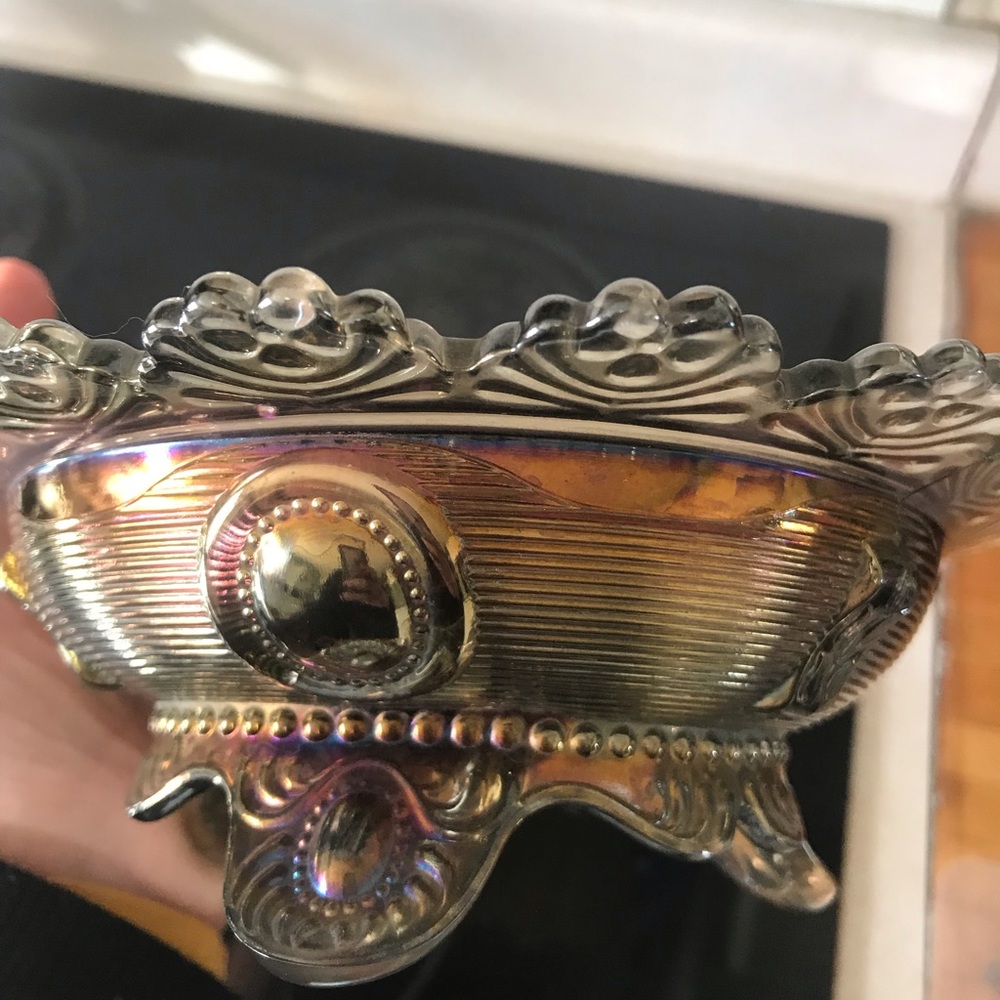Vintage Imperial Carnival Glass Butter Dish - Picture 4 of 6